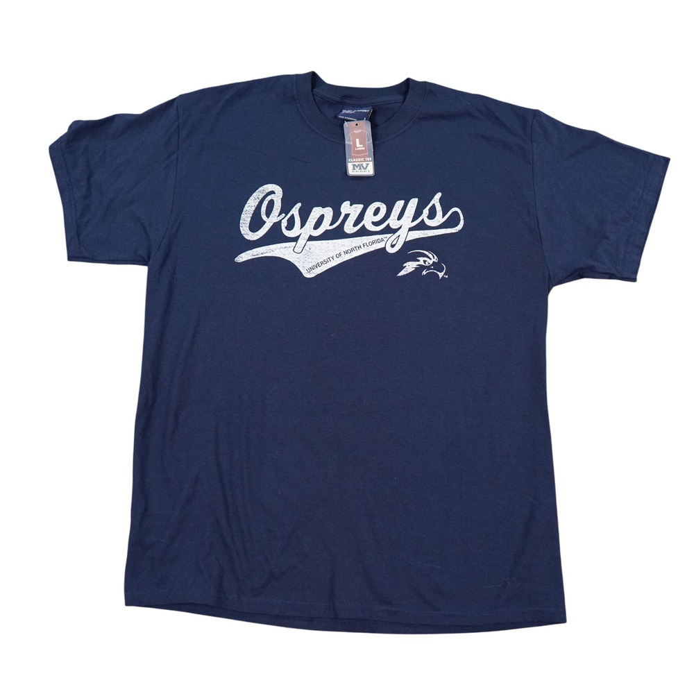 MV Sport UNF University North Florida Osprey T Shirt Mens Large Navy Blue VTG